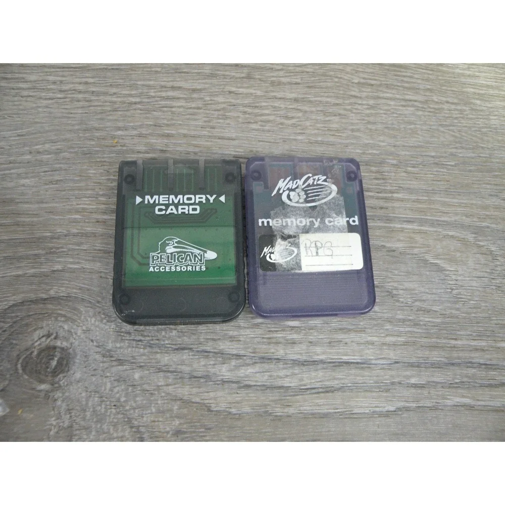Pelican MadCatz PlayStation 2 PS2 Memory Cards Lot of 2 Black Translucent Purple